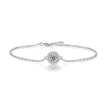 Bracelet Halo lunaire en moissanite · Cercle de lumière de protection cosmique | Argent sterling 925