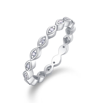 Dazzling Moissanite Interlocking Eternity Ring | 925 Sterling Silver Geometric Minimalist Cocktail Ring for Women