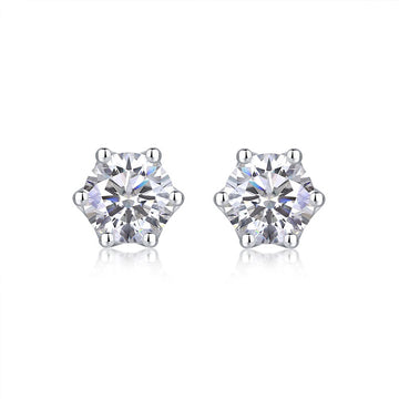 Clous d'oreilles à six griffes en moissanite · Scintillement de vigne céleste |Argent sterling 925