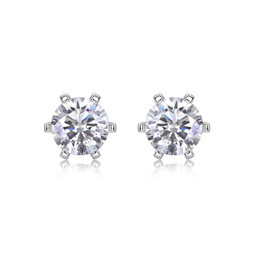 Clous d'oreilles à six griffes en moissanite 1 carat – Brillance diamantée | Argent sterling 925