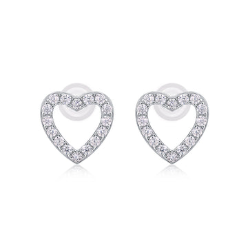 Clous d'oreilles en forme de cœur creux en moissanite · Lumière de l'amour-propre | Argent sterling 925