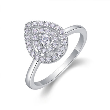 【Intemporel et minimaliste】Bague en argent 925 sertie de diamants scintillants en forme de larme et de moissanite - Bague délicate au clair de lune pour femme, moments spéciaux quotidiens