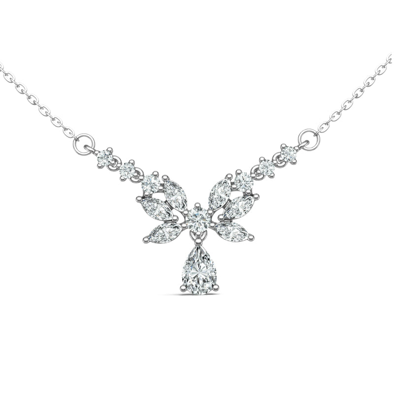 Moissanite Floral Drop Necklace · Dancing Bloom｜925 Sterling Silver
