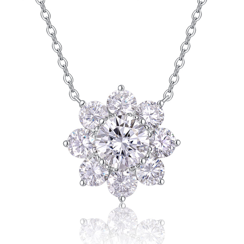 Collier Radiant Bloom en moissanite 3 carats · Éclat de pétales éternels | Argent sterling 925