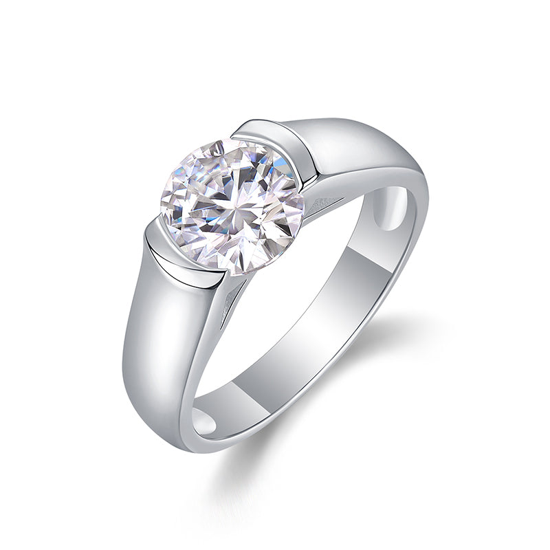 Bague à griffes en moissanite 2 carats – Argent S925 poli minimaliste | Un feu étincelant pour le quotidien et les occasions formelles