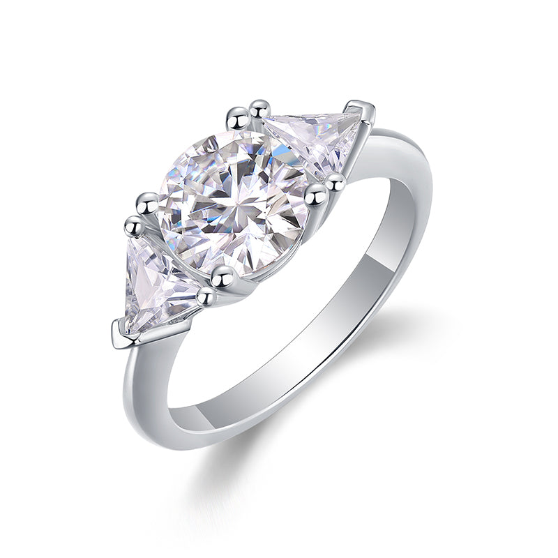 【Galaxy Halo Eternity】Bague Halo centrale en moissanite avec pierres latérales baguettes - Argent sterling 925, coupe ajustée, fiançailles quotidienne
