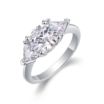 【Galaxy Halo Eternity】Bague Halo centrale en moissanite avec pierres latérales baguettes - Argent sterling 925, coupe ajustée, fiançailles quotidienne