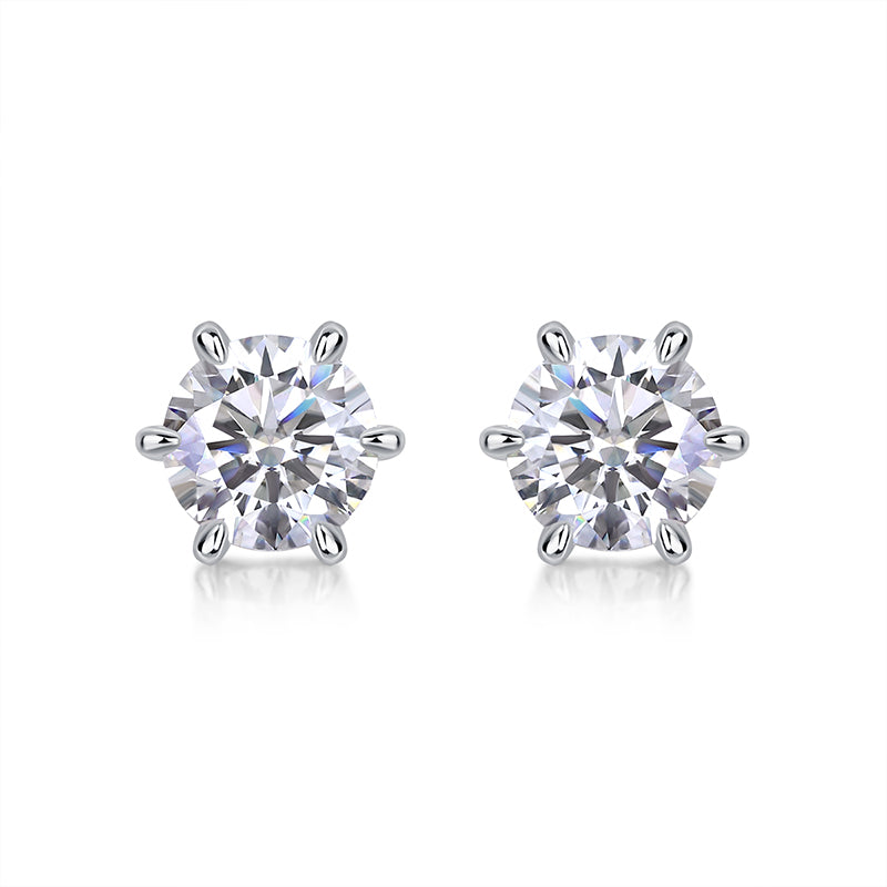 Clous d'oreilles en moissanite 1 carat · Double bonheur ｜ Argent sterling 925