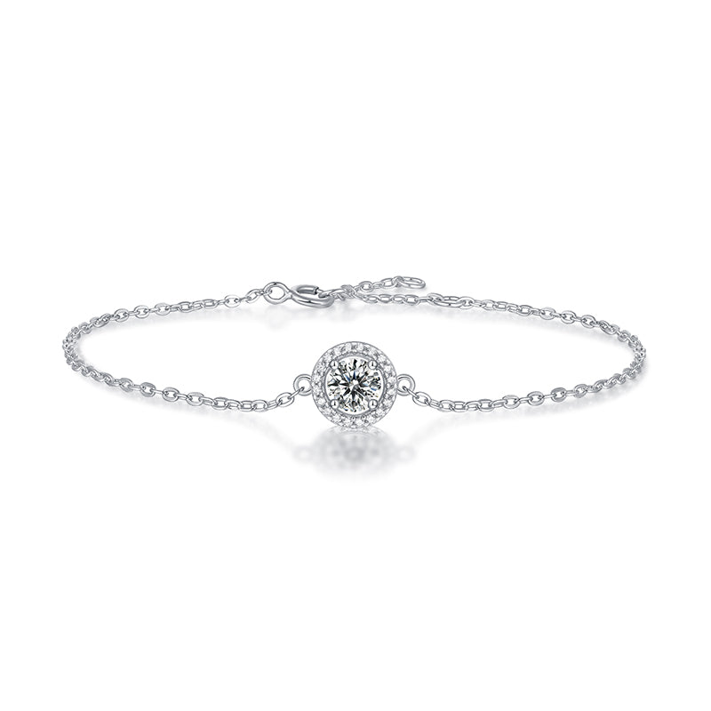 Bracelet Halo lunaire en moissanite · Cercle de lumière de protection cosmique | Argent sterling 925