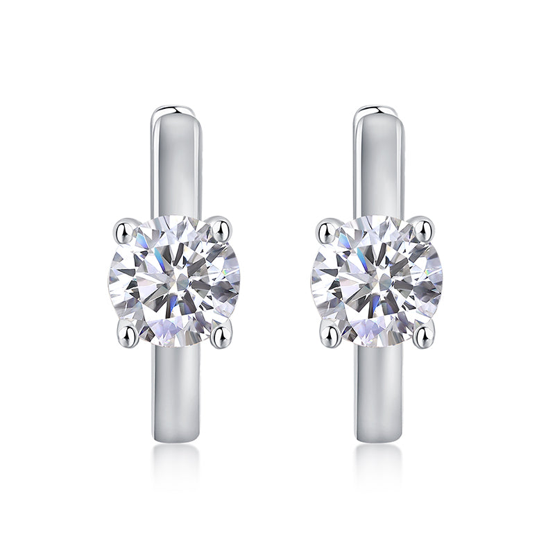 Boucles d'oreilles créoles en argent et moissanite au clair de lune · Éclat minimal ｜ Argent sterling 925