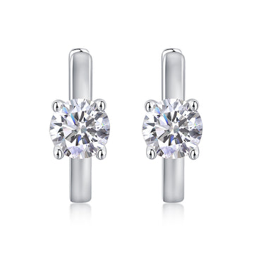 Boucles d'oreilles créoles en argent et moissanite au clair de lune · Éclat minimal ｜ Argent sterling 925