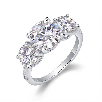 Bague Trinity en argent 925 et moissanite, design à trois pierres scintillantes, idéale pour les occasions quotidiennes et spéciales. Bague de promesse intemporelle