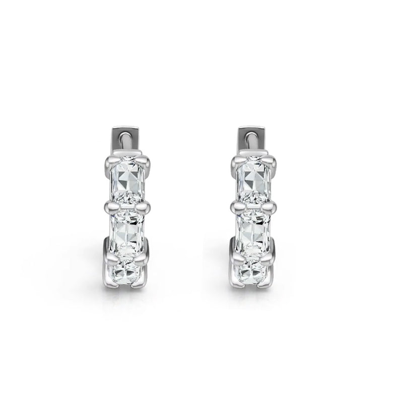 Créoles triples baguettes en moissanite · Structure légère ｜ Argent sterling 925