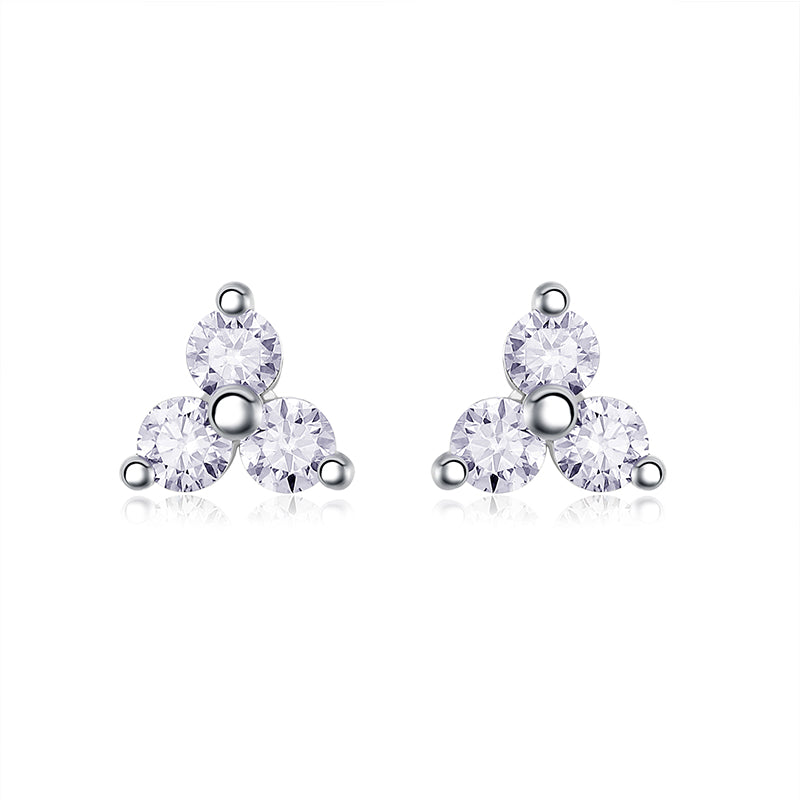 Boucles d'oreilles à tige en moissanite Trinity · Symbole d'harmonie ｜ Argent sterling 925