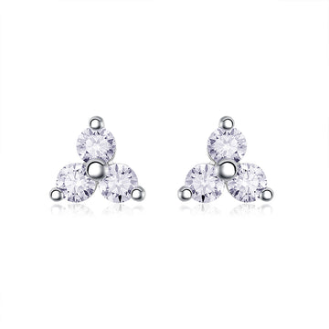Boucles d'oreilles à tige en moissanite Trinity · Symbole d'harmonie ｜ Argent sterling 925