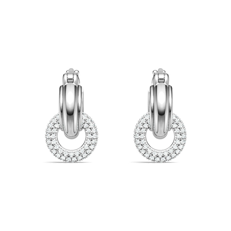 Boucles d'oreilles à double anneau en moissanite · Orbite céleste ｜Argent sterling 925