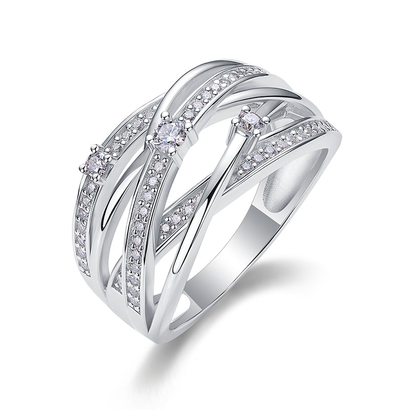 Bague de mariage pour femme en argent sterling 925 avec ruban d'éternité en moissanite et diamants scintillants