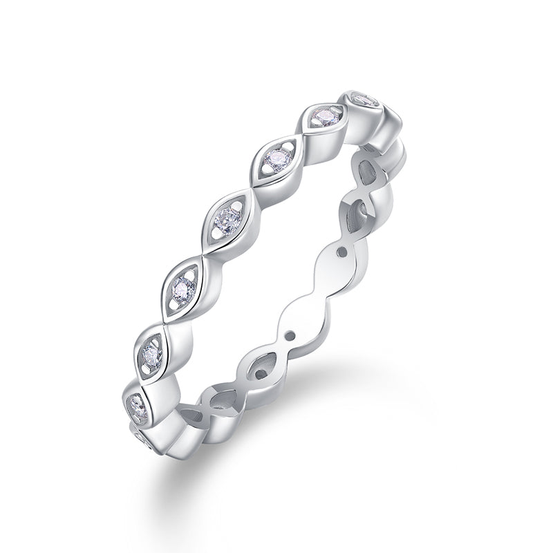 Dazzling Moissanite Interlocking Eternity Ring | 925 Sterling Silver Geometric Minimalist Cocktail Ring for Women