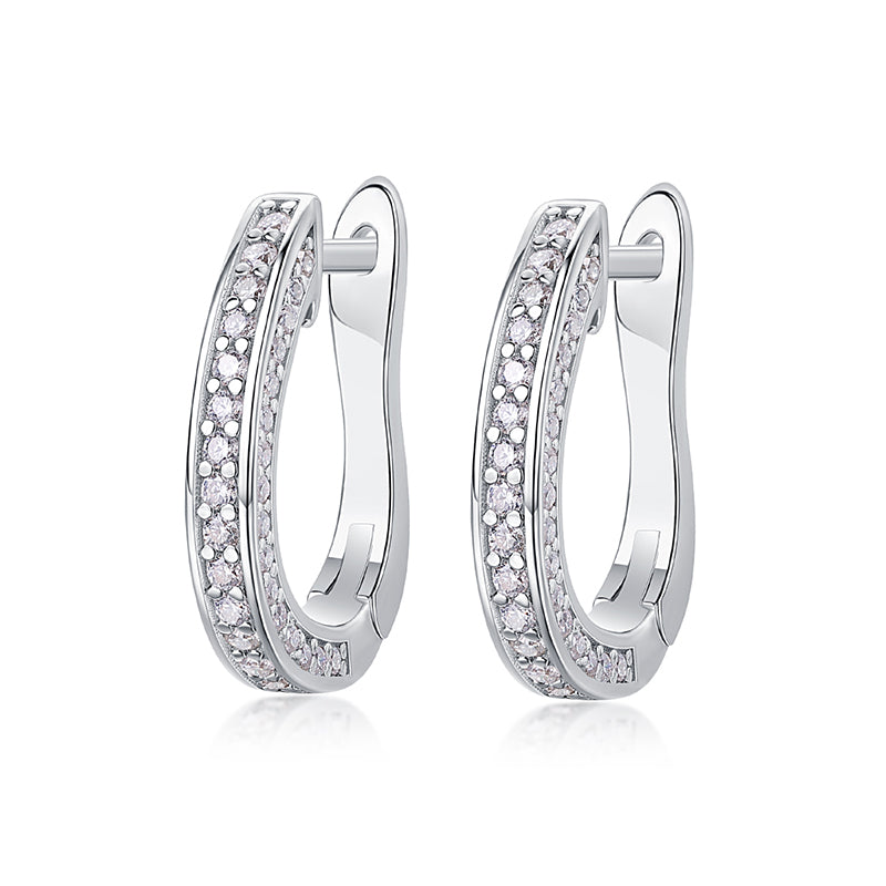 Boucles d'oreilles créoles halo en moissanite · Starlight Flow ｜ Argent sterling 925
