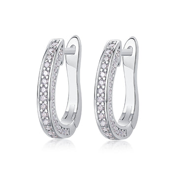 Boucles d'oreilles créoles halo en moissanite · Starlight Flow ｜ Argent sterling 925