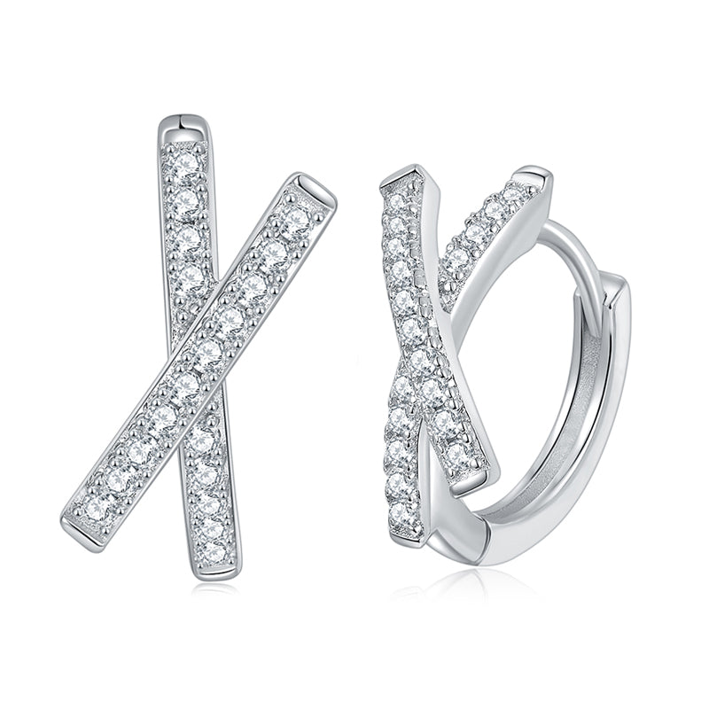 Clous d'oreilles en moissanite à formation X · Symbole de connexion ｜ Argent sterling 925