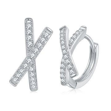Clous d'oreilles en moissanite à formation X · Symbole de connexion ｜ Argent sterling 925