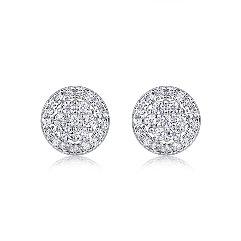 Boucles d'oreilles en moissanite Starlight Cluster · Scintillement multi-pierres ｜Argent sterling 925