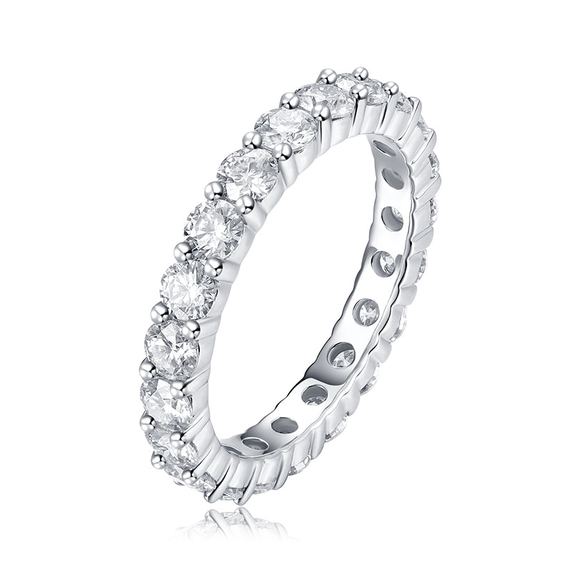 Bague en moissanite micro-pavée Galaxy durable - Argent sterling 925 - Bague fine, élégante et formelle pour tous les jours
