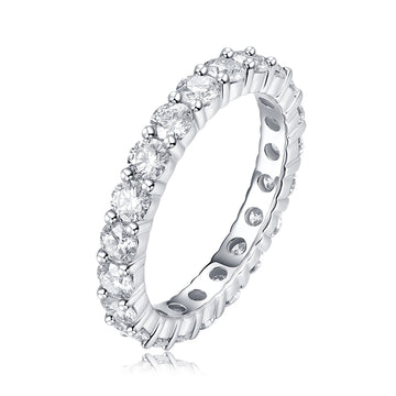 Bague en moissanite micro-pavée Galaxy durable - Argent sterling 925 - Bague fine, élégante et formelle pour tous les jours