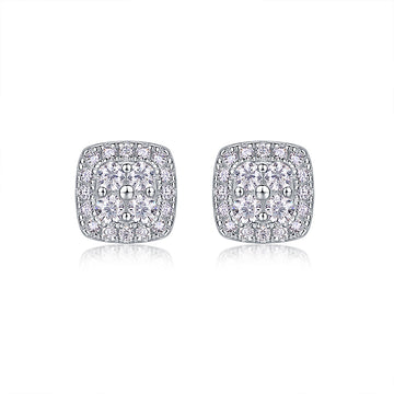 Boucles d'oreilles coussin pavées de moissanite · Scintillement géométrique ｜Argent sterling 925