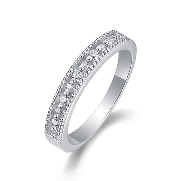Bague demi-jonc Eternal Starlight en argent 925 avec pavé de moissanite pour femme - Bijoux de luxe délicats