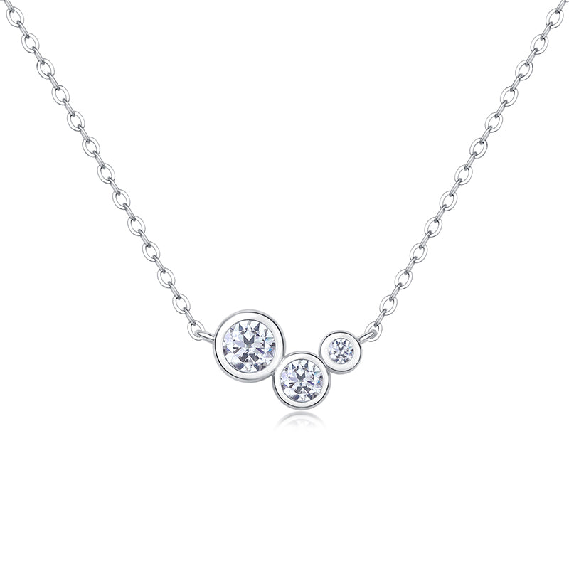 Collier Trio Stellaire Moissanite · Trilogie Cosmique ｜Argent Sterling 925