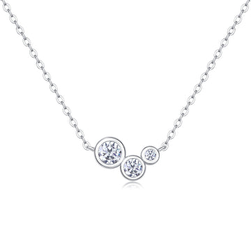 Collier Trio Stellaire Moissanite · Trilogie Cosmique ｜Argent Sterling 925
