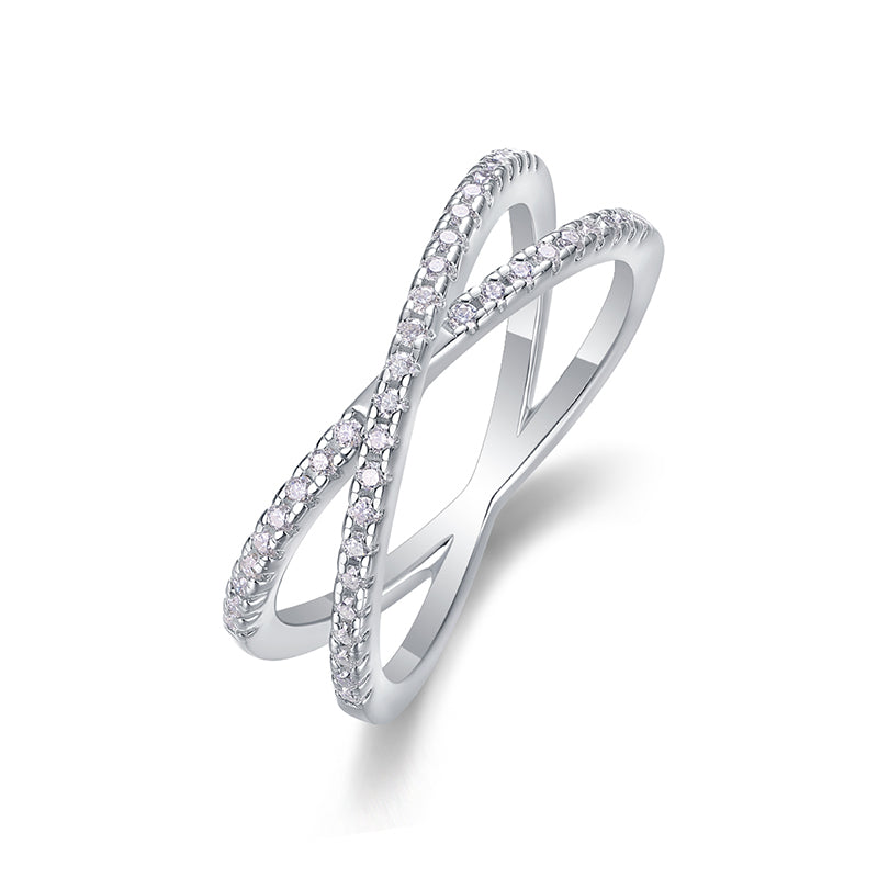 925 Sterling Silver Mozambique Diamond Interlocking Startrack Ring - Pavé Sparkle & Daily Luxur