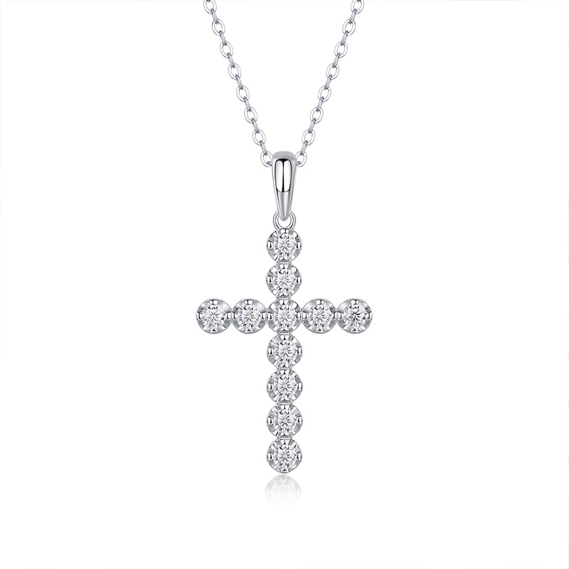 Collier croix étoilée en moissanite · Éclat de la foi intérieure ｜ Argent sterling 925