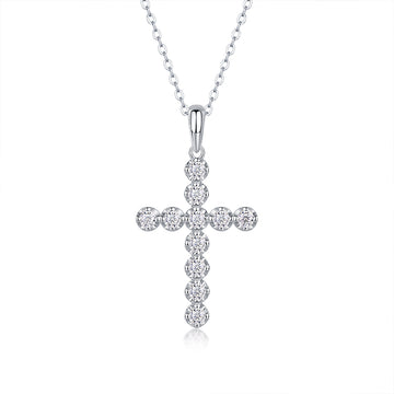 Collier croix étoilée en moissanite · Éclat de la foi intérieure ｜ Argent sterling 925