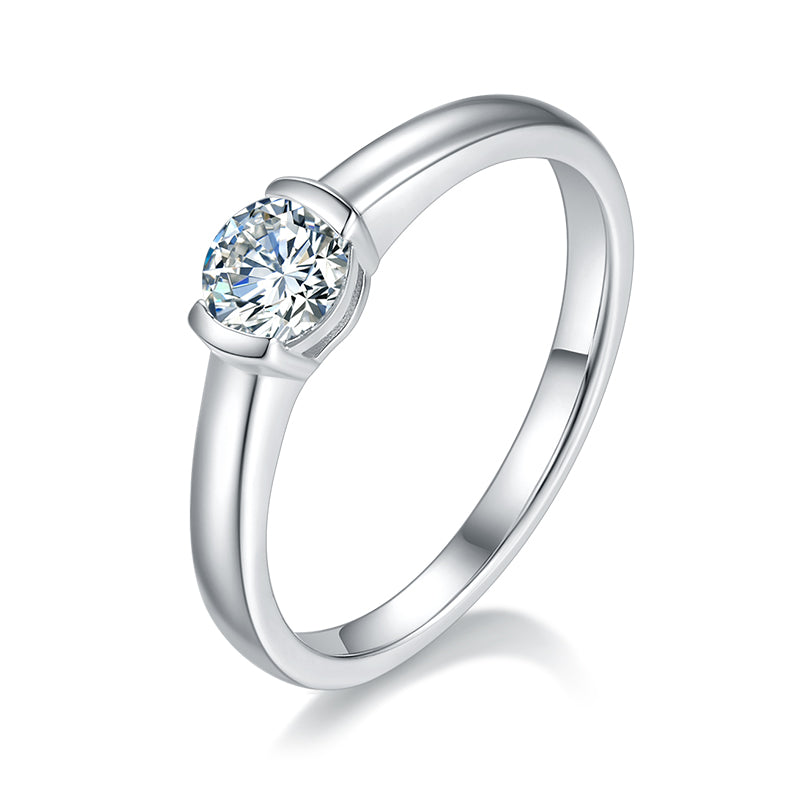 Moissanite Lunar Embrace · Minimalisme intemporel ｜ Argent sterling 925