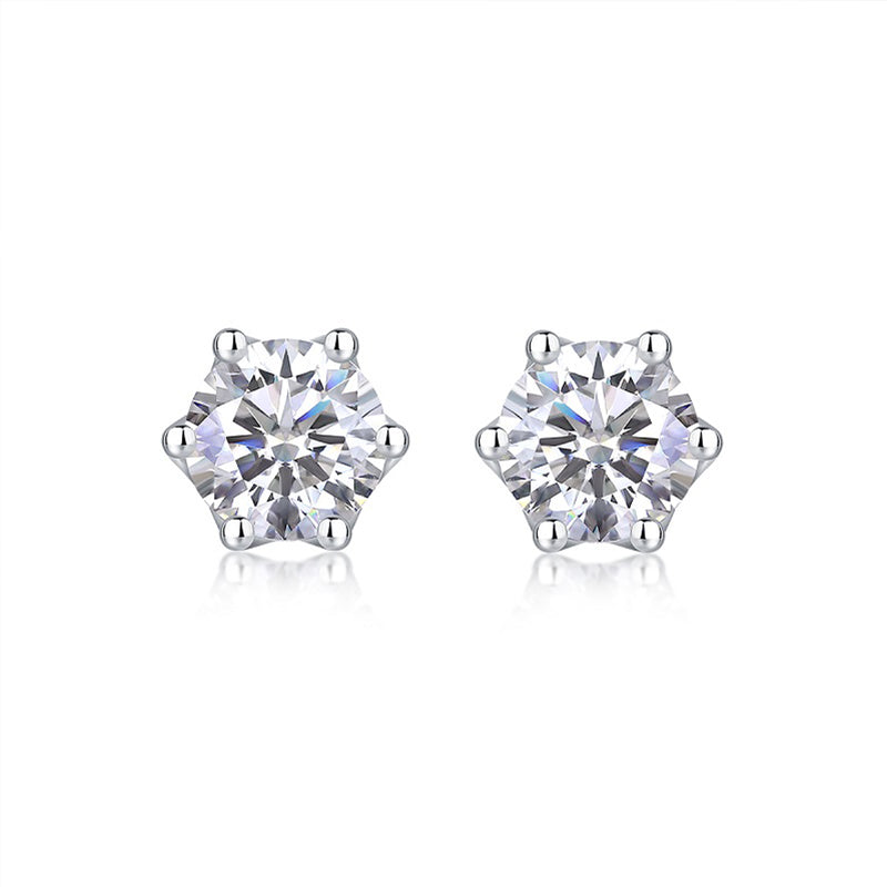 Clous d'oreilles à six griffes en moissanite · Scintillement de vigne céleste ｜Argent sterling 925