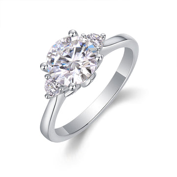 Bague en moissanite | Bague en argent sterling 925 sertie de griffes, étincelle éternelle avec pierres latérales, solitaire intemporel pour femme