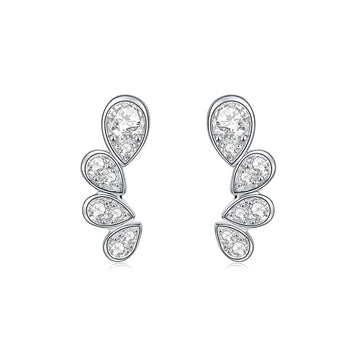 Boucles d'oreilles en forme de larme et moissanite – Quatre pierres brillantes ｜ Argent sterling 925