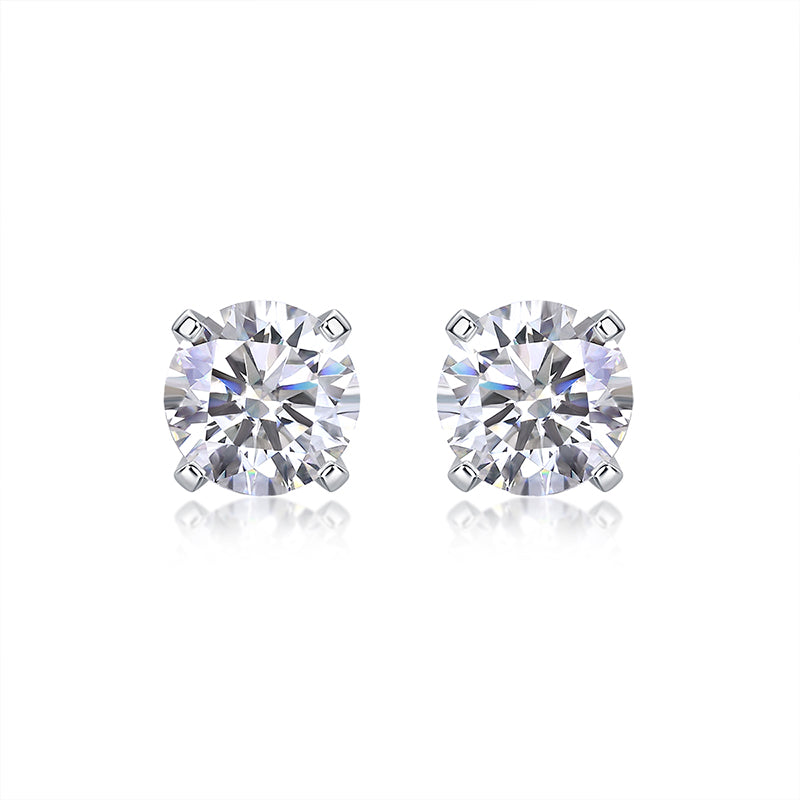 Clous d'oreilles à quatre griffes en moissanite 1 carat – Brillez à chaque instant ｜ Argent sterling 925