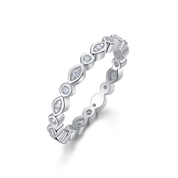 Bague en moissanite Star Track en argent 925 avec pavé scintillant et diamants de luxe pour tous les jours