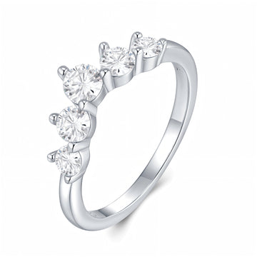 5-Stone Moissanite Ring | 925 Sterling Silver Straight Geo Elegance Everyday to Occasions Timeless Starlight 5 Stones
