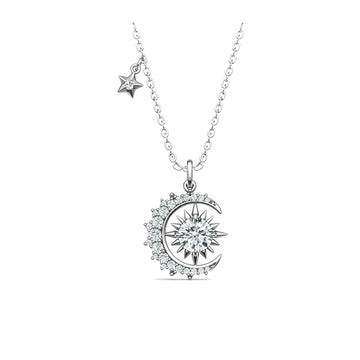 Collier Soleil et Lune en Moissanite · Romance Céleste ｜Argent sterling 925
