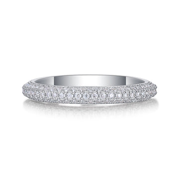【Femmes dignes d'éclat】Bague en argent sterling avec triple pavé de moissanite - Bling intemporel