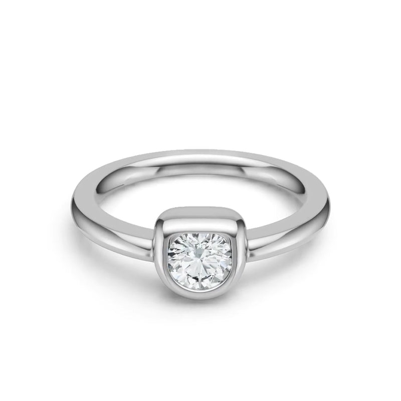 Moissanite Smooth Curve Solitaire Ring · Orbital Embrace｜925 Sterling Silver