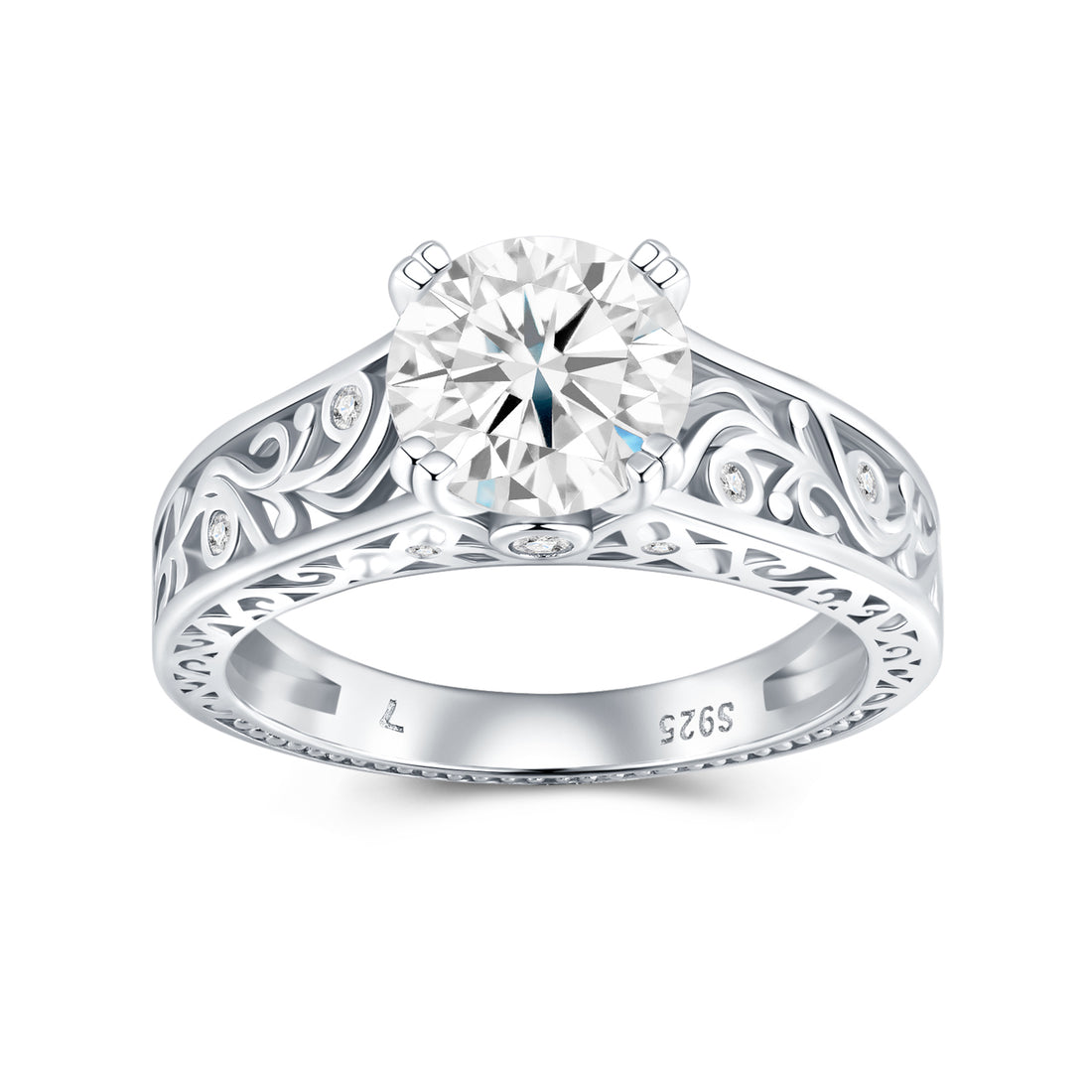 Bague Eternal StarTrack | Bague halo en argent sterling 925 avec moissanite et micro pavé de diamants étoilés