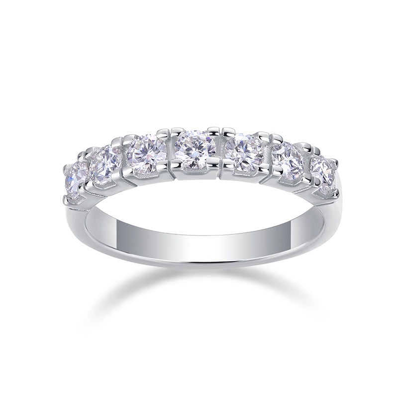 Bague d'éternité Galaxy Startrack | Bague minimaliste en argent sterling 925 et pierre Mossan (à porter au quotidien et avec élégance)