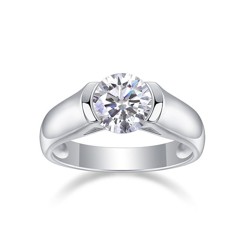 Bague à griffes en moissanite 2 carats – Argent S925 poli minimaliste | Un feu étincelant pour le quotidien et les occasions formelles