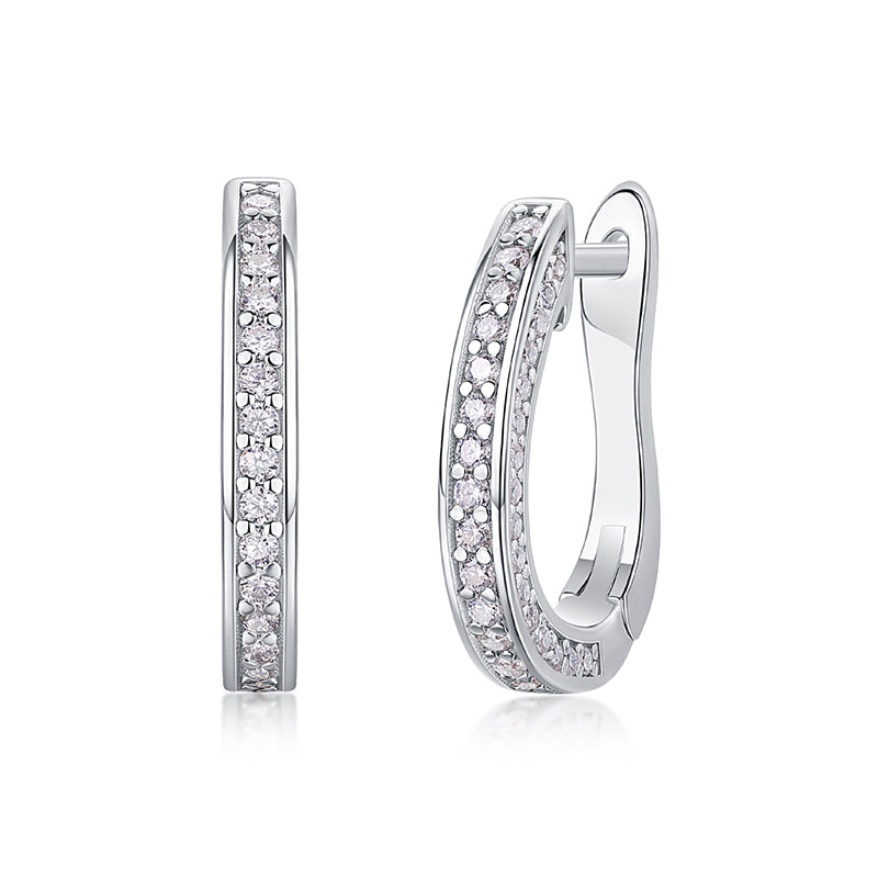 Boucles d'oreilles créoles halo en moissanite · Starlight Flow ｜ Argent sterling 925